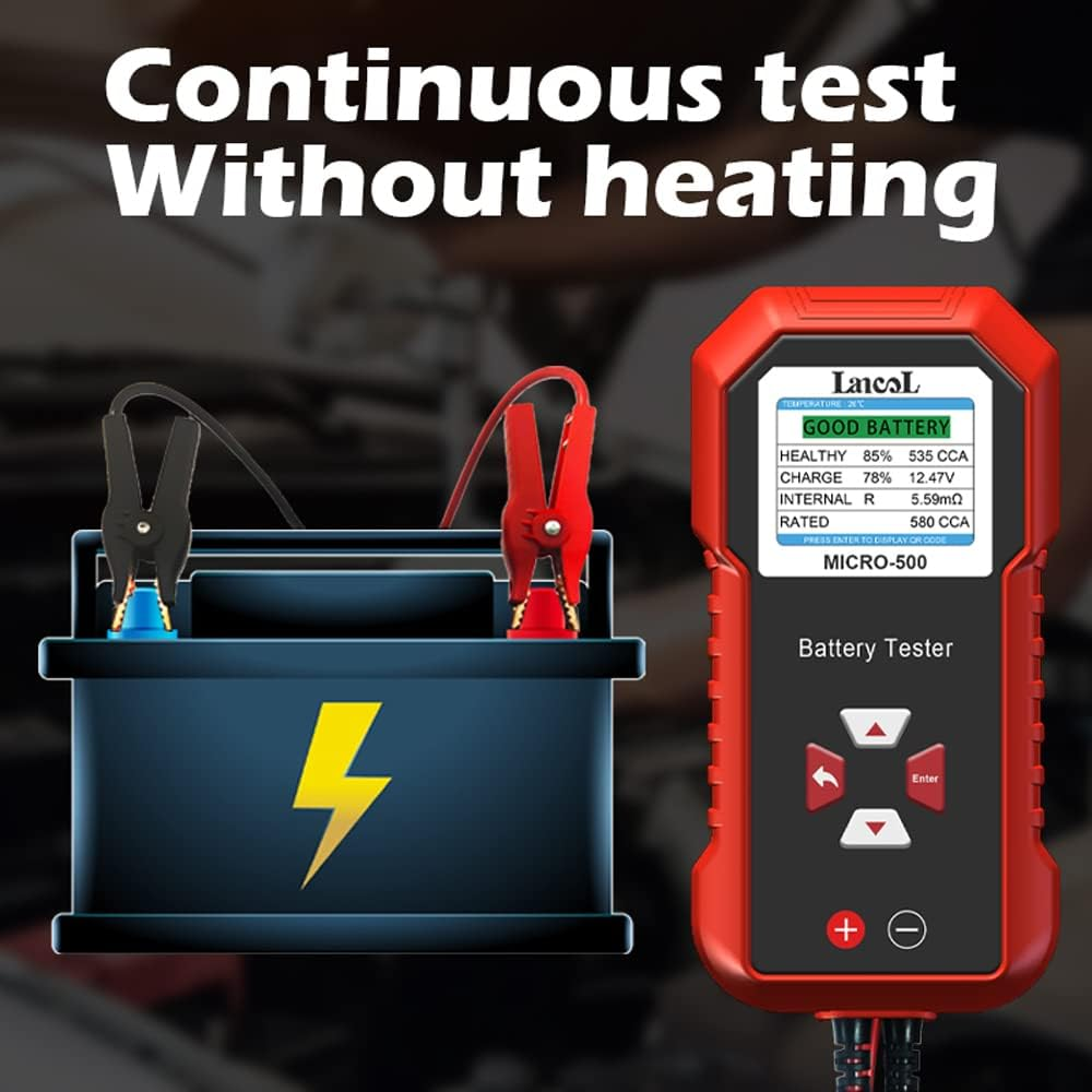 12V Car Battery Tester, LCD Color Display Car Motorbike Battery Cranking Charging Tester Lead-Acid Lithium Battery Charging Cranking System Tester for Car Truck Marine Motorcycle SUV Boat image number 6