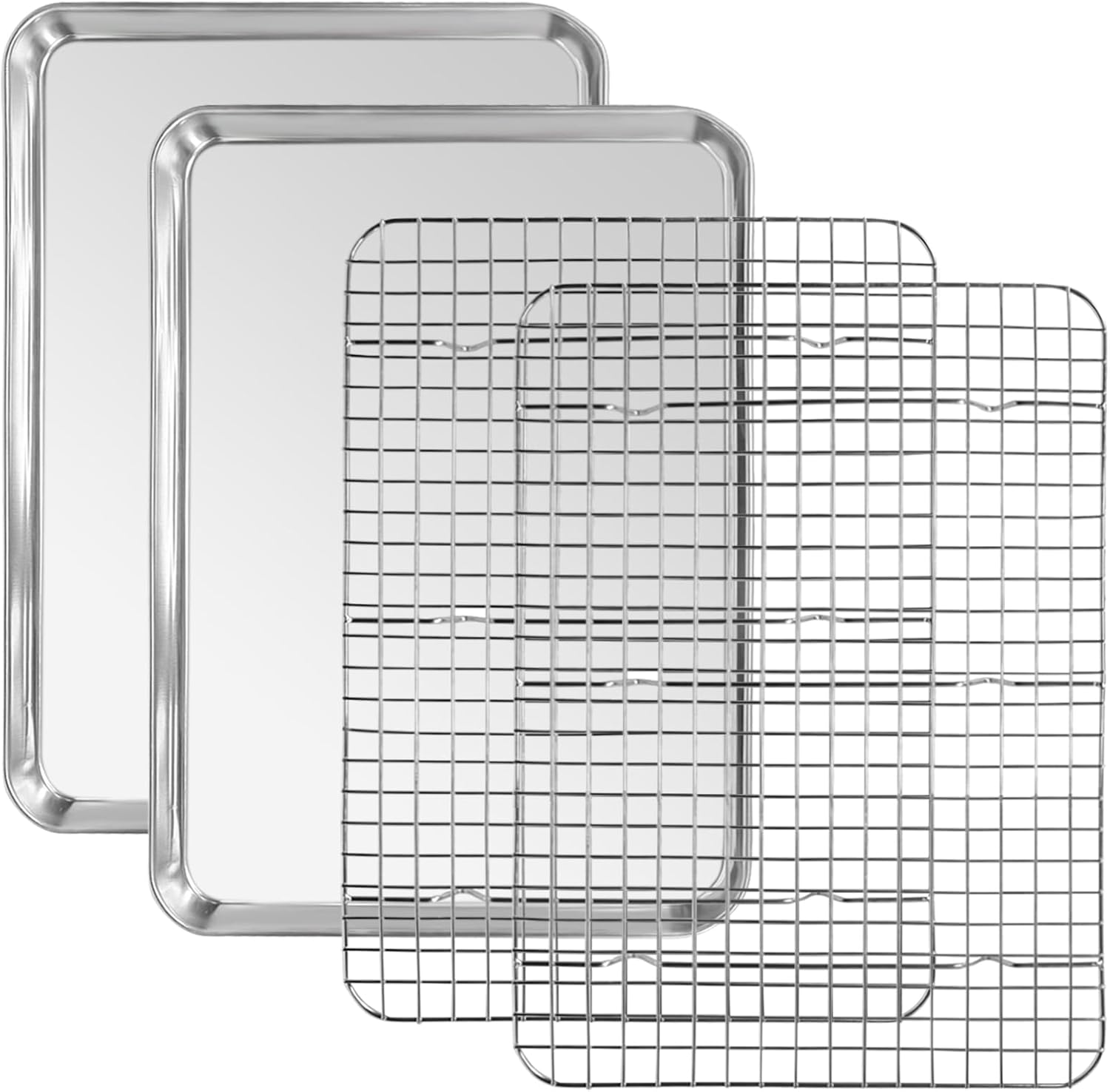 SAILESI Baking Sheet with Rack Set [2 Baking Pans + 2 Cooling Racks], Stainless Steel Cookie Sheet with Wire Rack, Baking Sheet Oven Tray Nonstick Baking Pan with Grid Rack, 44 X 31 X 2.5Cm image number 6