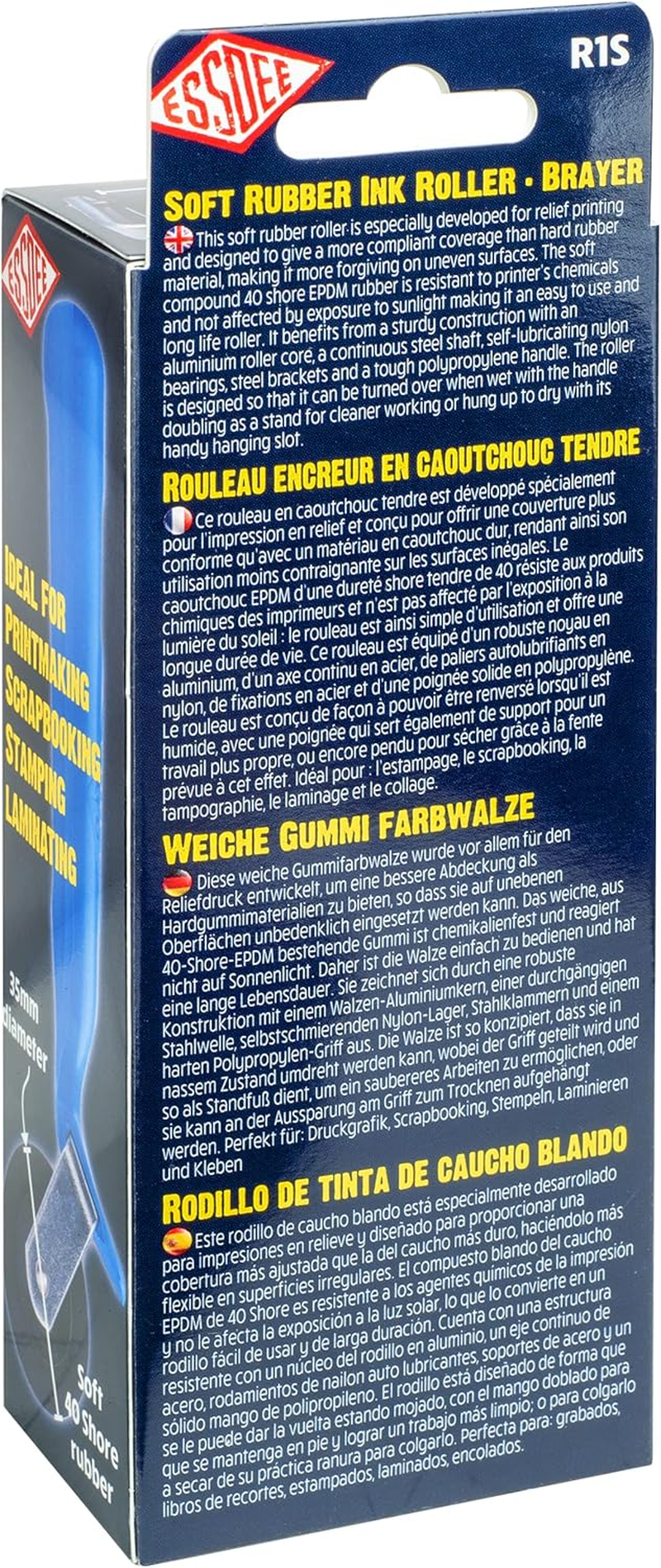 Essdee Soft Rubber Roller with Handle, 2-Inch Size, Blue image number 1