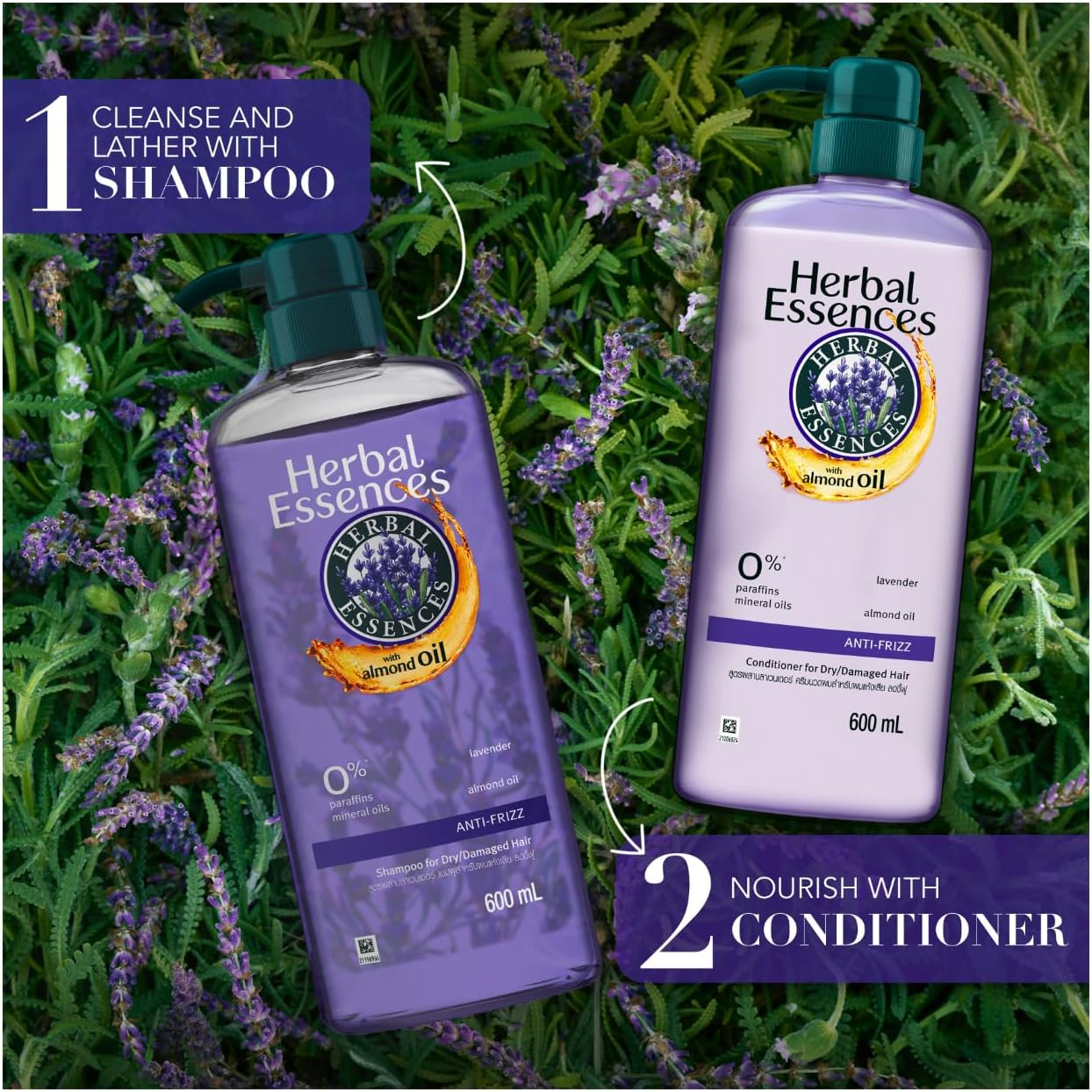Herbal Essences Almond Oil Anti-Frizz Lavender 600Ml Conditioner image number 1