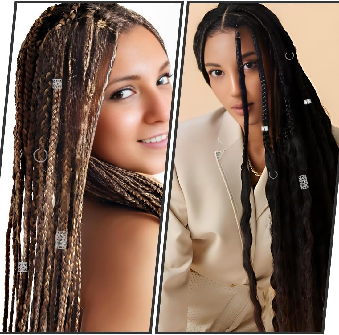 80 Pieces Silver Hair Accessories for Braids, Jewellery for Hair, Cuff Clips for Dreadlock Accessories, Hair Spiral Clips Hair Accessories for Dreadlocks for Men, Women, Girls and Boys Braids image number 3
