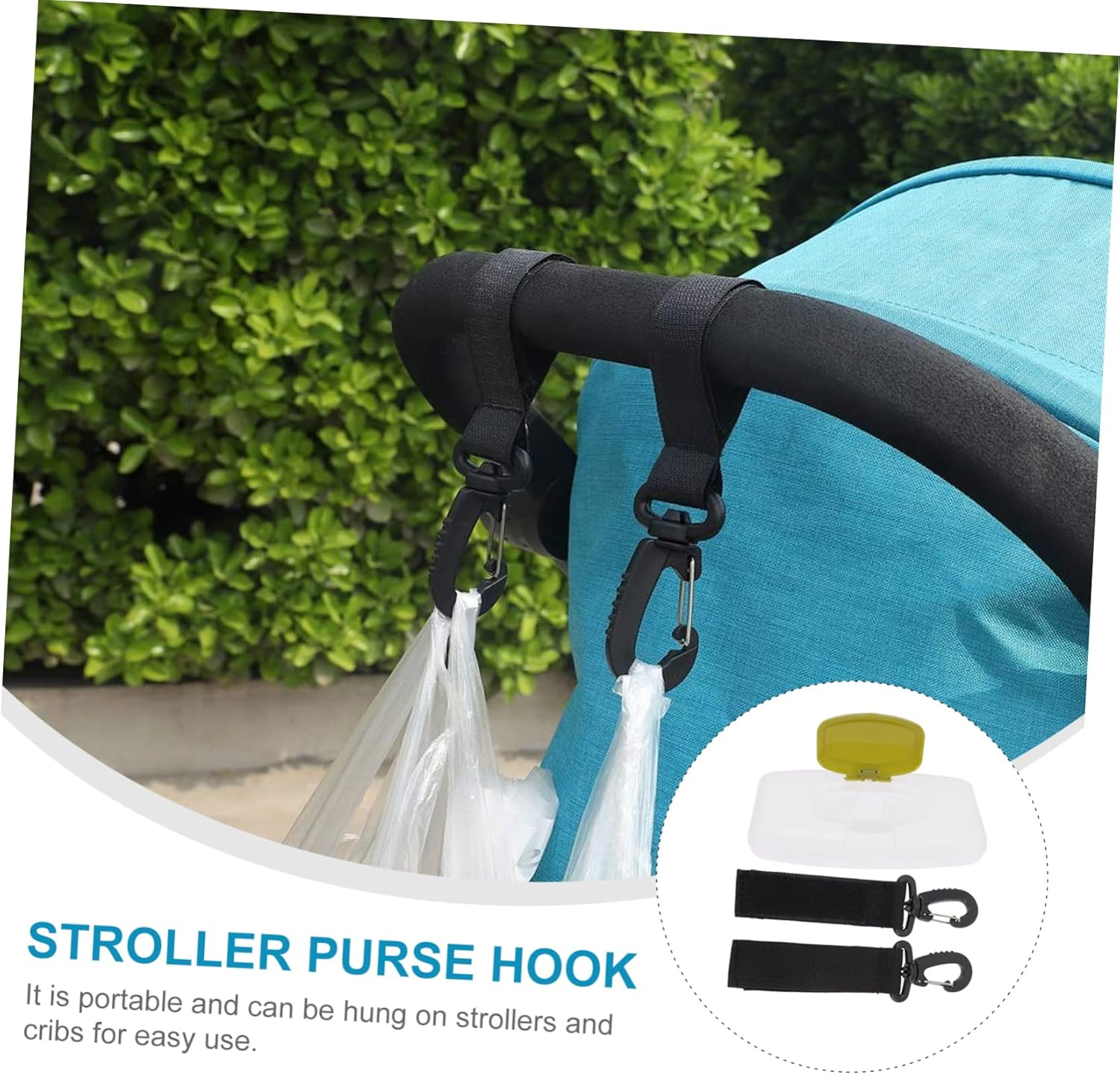 Abaodam Stroller Hook Wet Wipes Box Wipes Dispenser for Diaper Bag Easy Access image number 3
