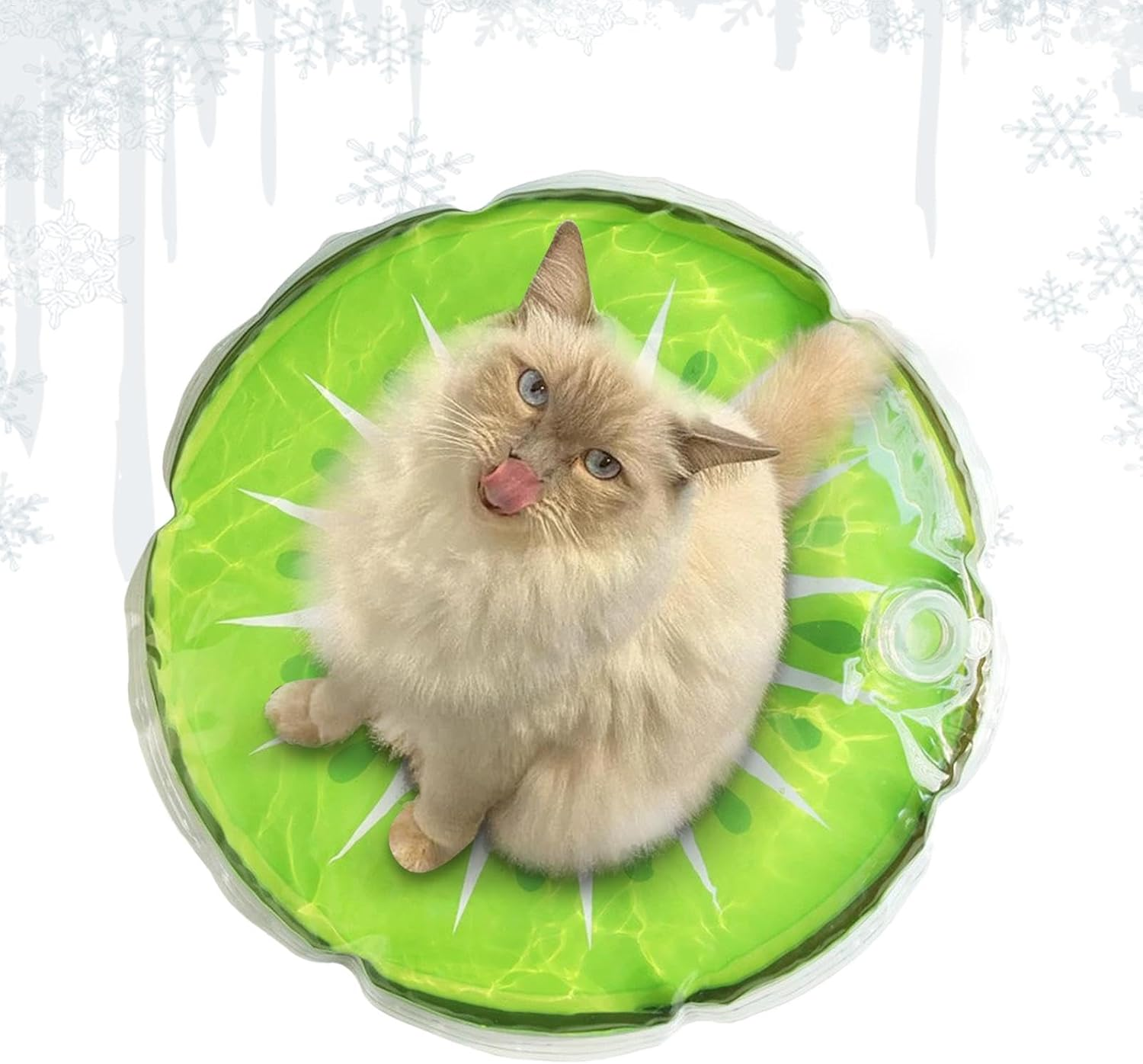 Cat Cooling Mat,Cute Water Sensory Pad for Puppy | round Fruit Pattern Water Cooling Mat Cushion Sleeping Beds for Pet Relief image number 1