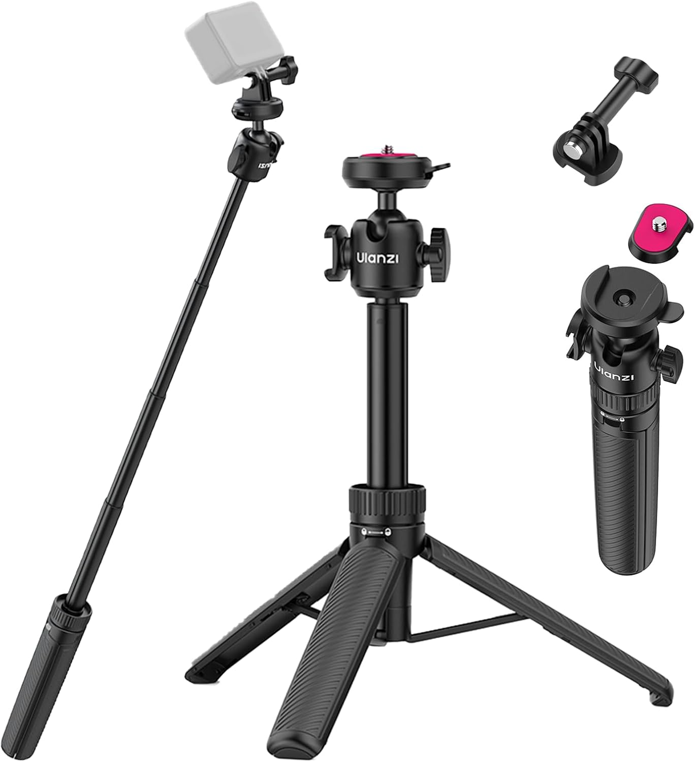 ULANZI MT90 Cka Quick Release Action Camera Tripod, 2-In-1 Tripod & Selfie Stick Compatible with DJI Pocket 3 4/Osmo Action 5 4 3, Gopro, Insta360 X5 Ace/Ace Pro/X4, 1.5 Kg Load image number 3