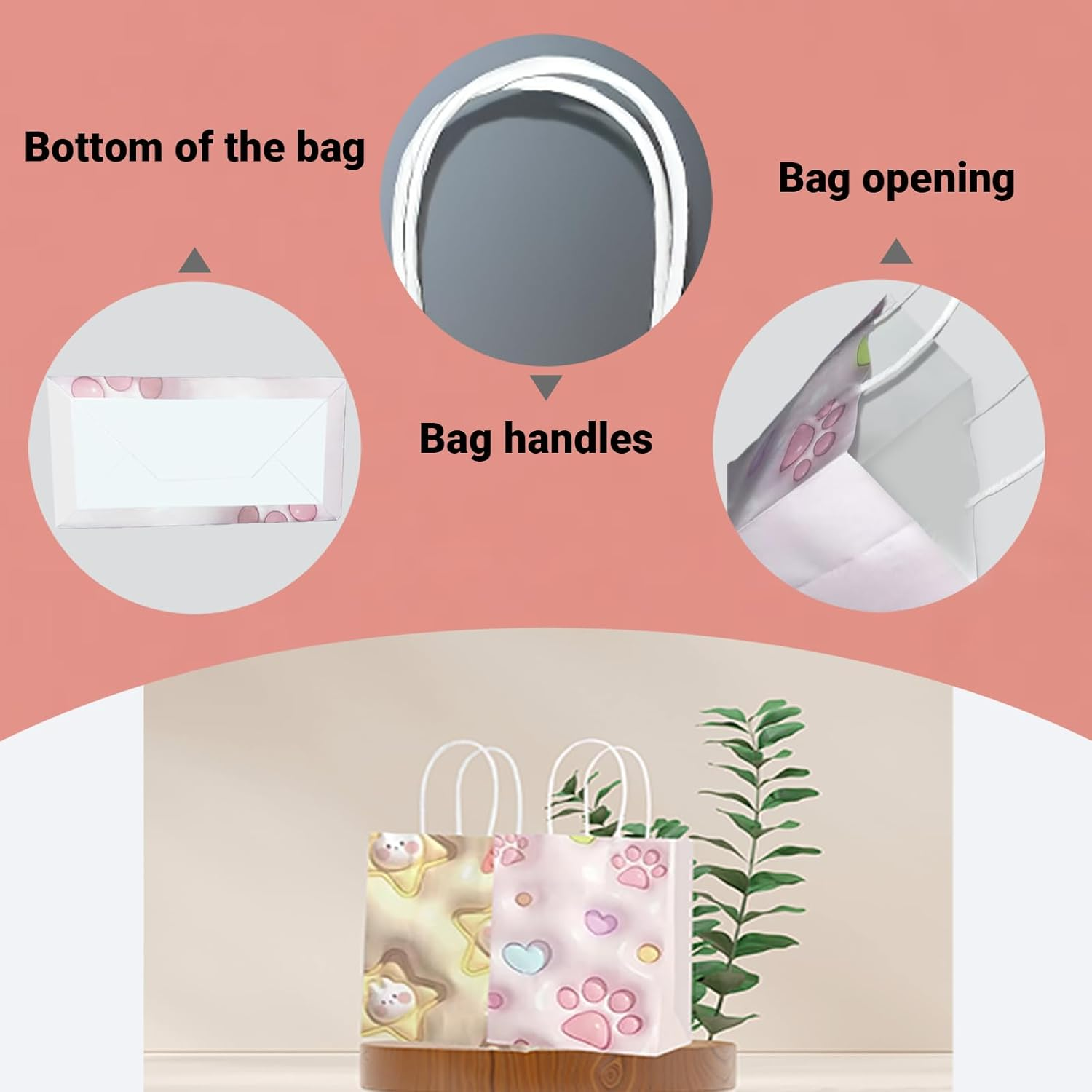 Yzxluhhh 12-Pack Party Gift Bags with Handles,Cute Cat Paw & Bunny Patterns, Stylish Paper Bags for Kids' Birthdays, Weddings & Favors. Perfect for Boys & Girls, Great for Any Celebration image number 4