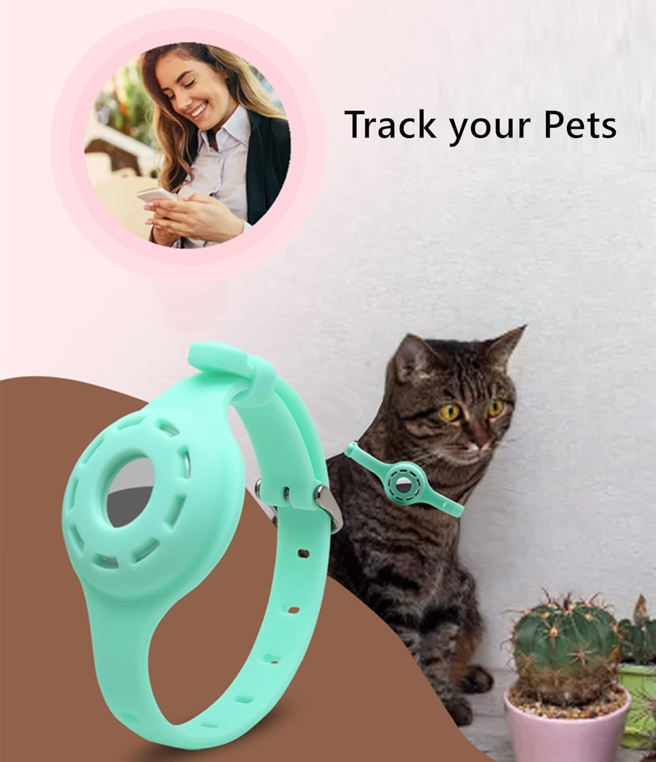 Silicone Dog Collar for Airtag - Anti-Lost Adjustable Cat Collar for Pet Finder (Yellow) - Red image number 5