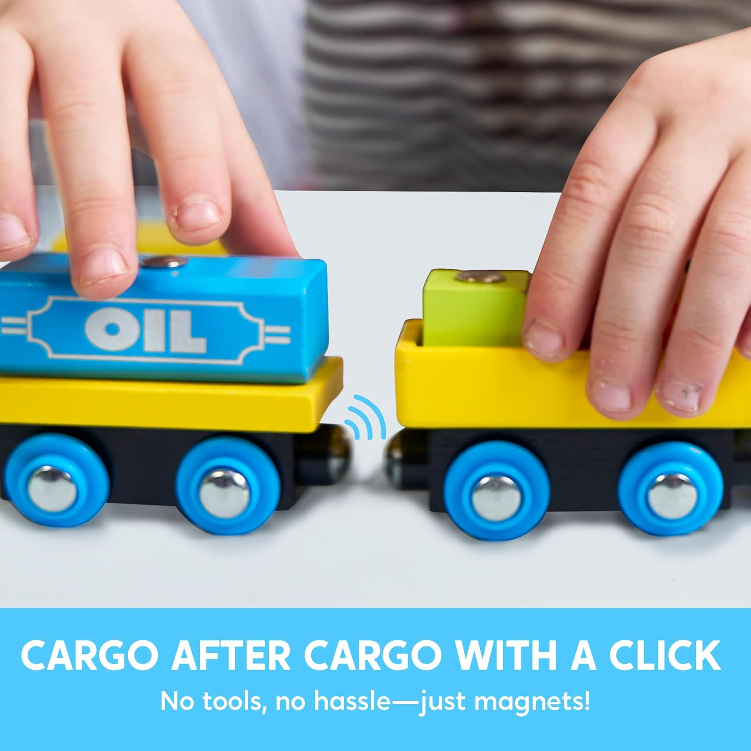 Montessori Wooden Train Toy Set for Kids, 12PCS Magnetic Train Cars with Storage Gift Box, STEM Educational Toy for Boys & Girls, Ages 2-8 Years, Christmas Birthday Party Gift image number 2