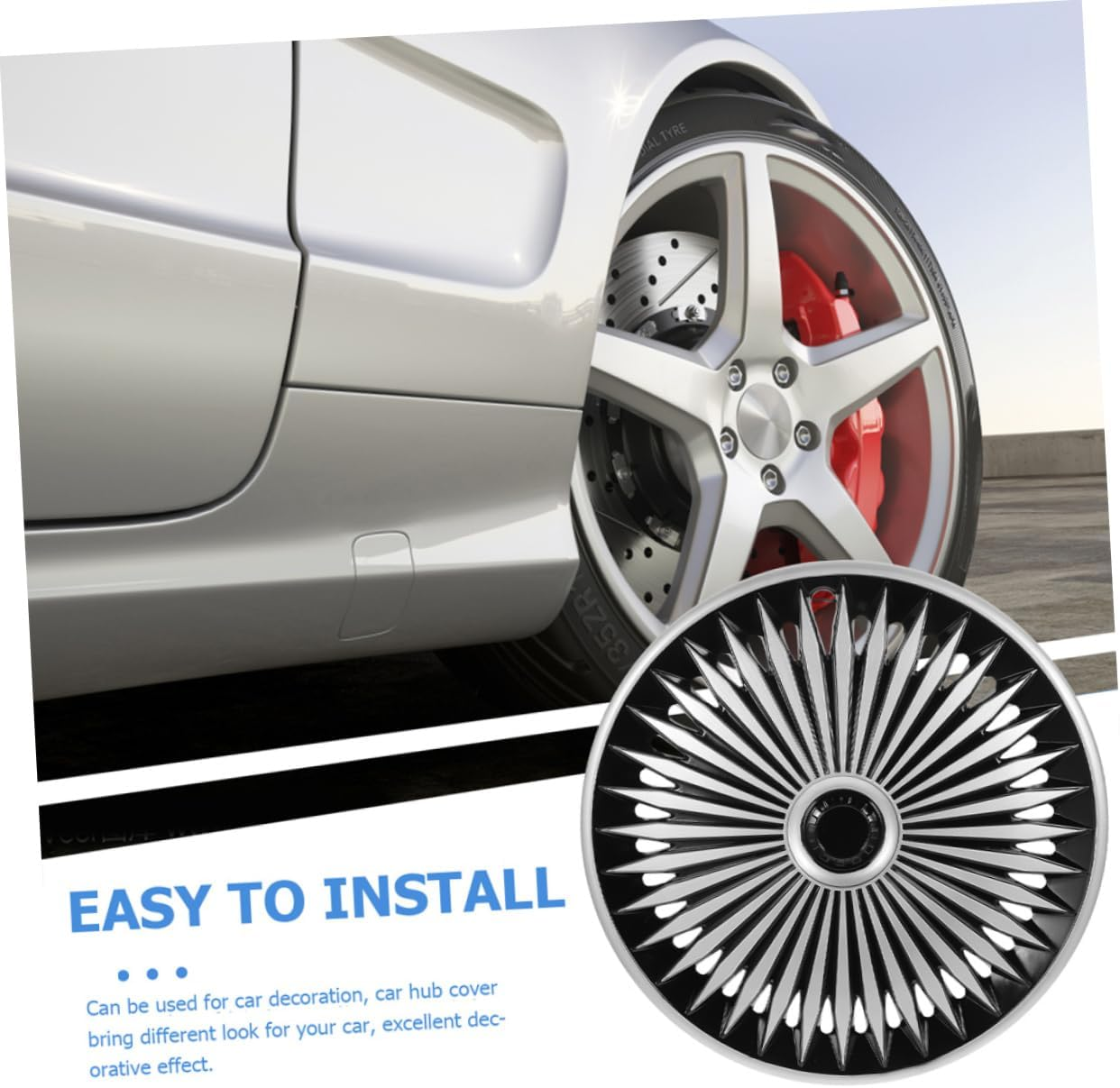 Mobestech Car Wheel Hubcaps 14 Inch Silver Decorative Rim Covers Universal Replacement Hub Caps for Automotive Exterior Accessories Suitable for Cars and Suvs image number 3