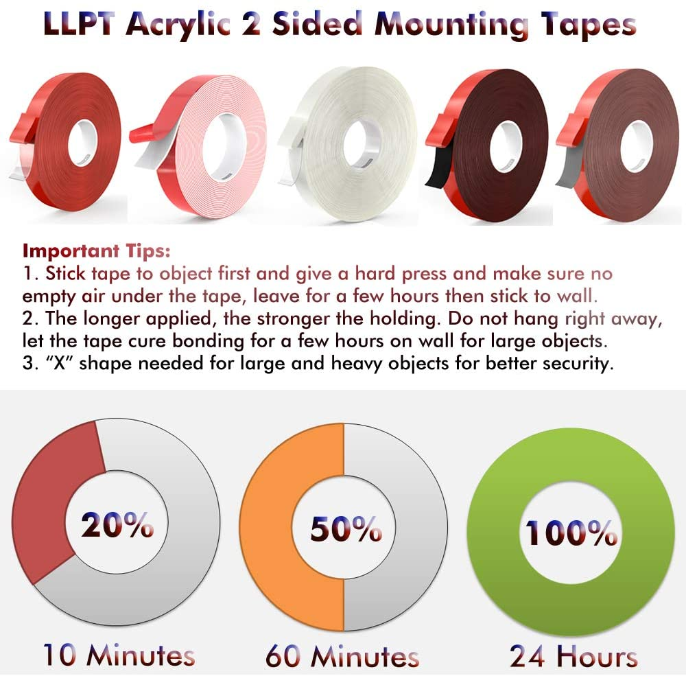 LLPT Double Sided Tape Clear Acrylic Strong Mounting Tape 1 Inch X 550 Inch Multiple Removable Residue Free Waterproof Outdoor Indoor Adhesive(Wa150) image number 4