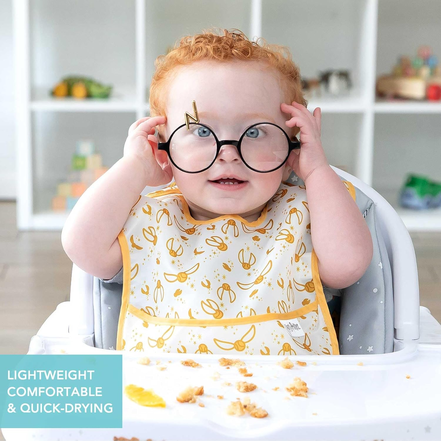 Bumkins Harry Potter Superbib, Baby Bib, Waterproof, Washable, Stain & Odor Resistant, 6-24 Months, 3 Pack - Quidditch