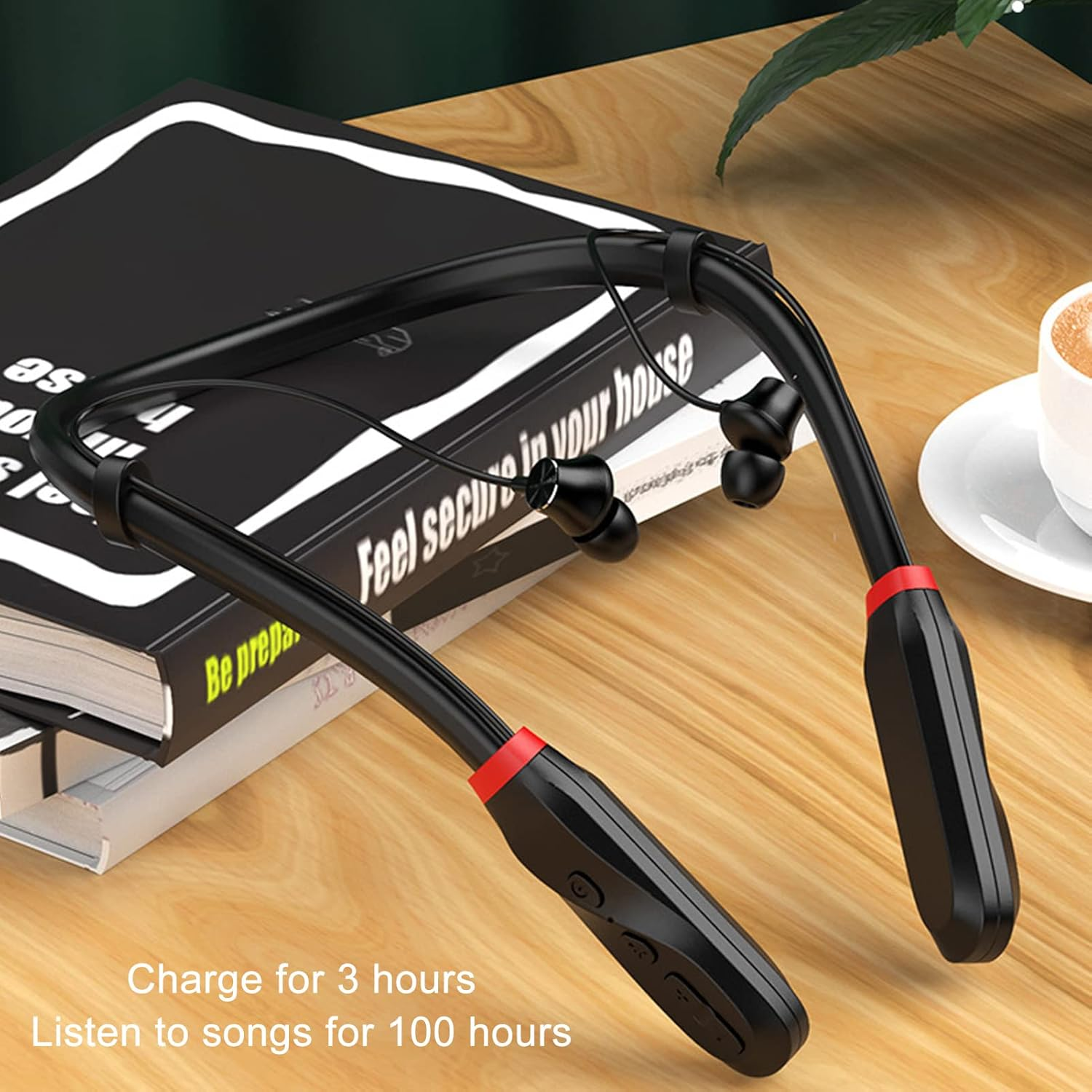 Bluetooth Neckband Headphones, IPX5 Waterproof Wireless in Ear Magnetic Sports Earphones, Noise Cancelling Stereo Earbuds for Sports, Workout image number 2