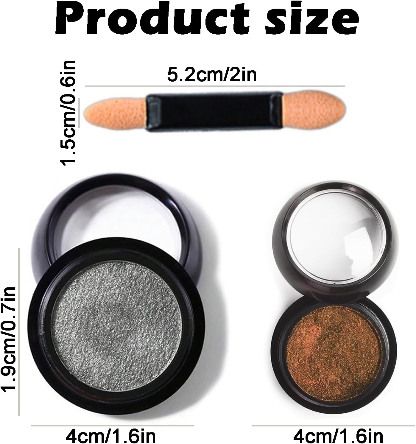 Jeyzuroa 2PCS Chrome Nail Powder Set - Mirror Effect Metallic Dust & Holographic Glitter for DIY Gel Polish Nail Art, Manicure, Resin Craft (Dark Silver & Gold) image number 1