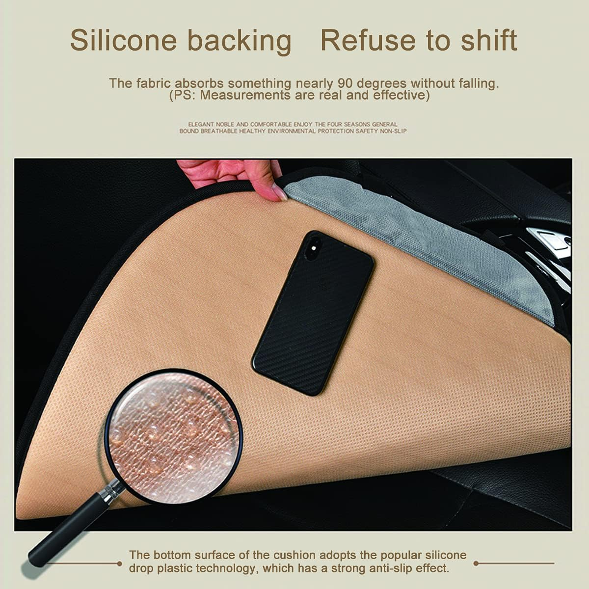 Car Seat Covers Auto Cushion Vehicle Long Rear Seat Chair Cover Protective Mat Pad for Baby, SUV, Skin-Friendly Golden Embroidery Thread (Black-Rear) - Black-Front image number 6