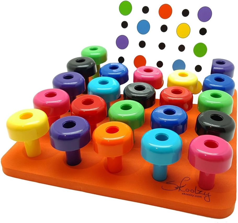 Blesiya 30Pcs Tall Stackers & Peg Board Fine Motor Skills Occupational Games