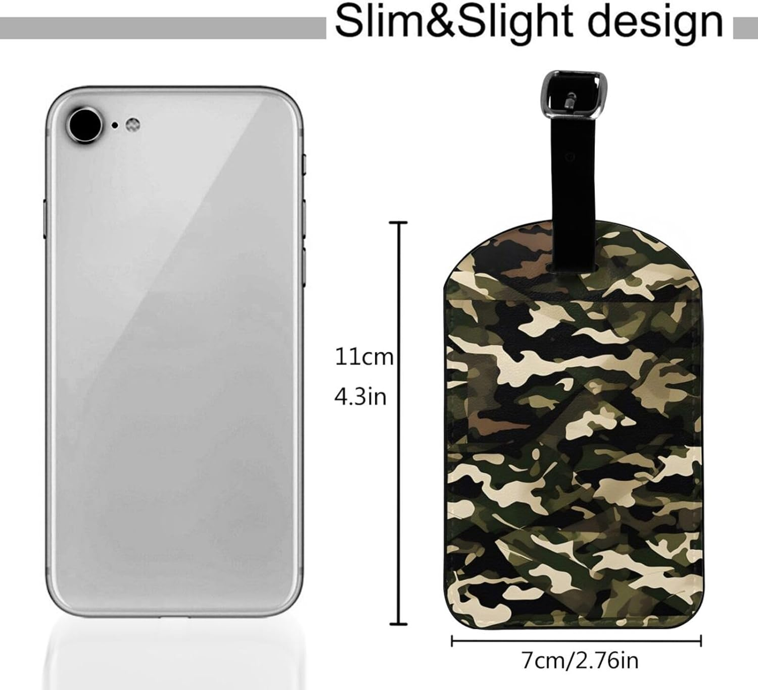 Camo Print Elegant Tag Stylish Tag Luggage Tag 4.3 X 2.76 Inch for Suitcases Travel Bags image number 2
