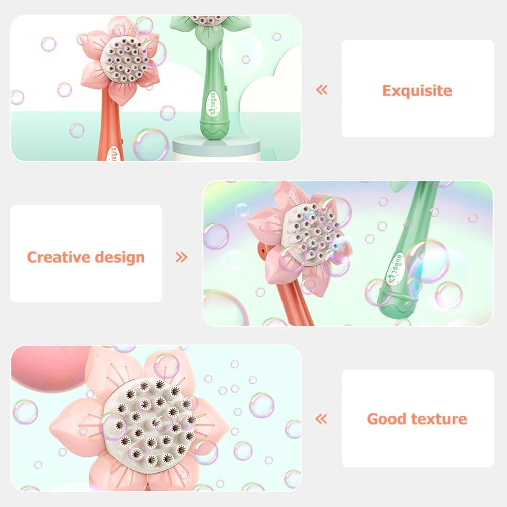 Bubble Maker Machine Sunflower Shape Handheld Blower Toy Automatic Bubble Toy Funny Outdoor Indoor Games for Boys Girls Party Favors Pink image number 5