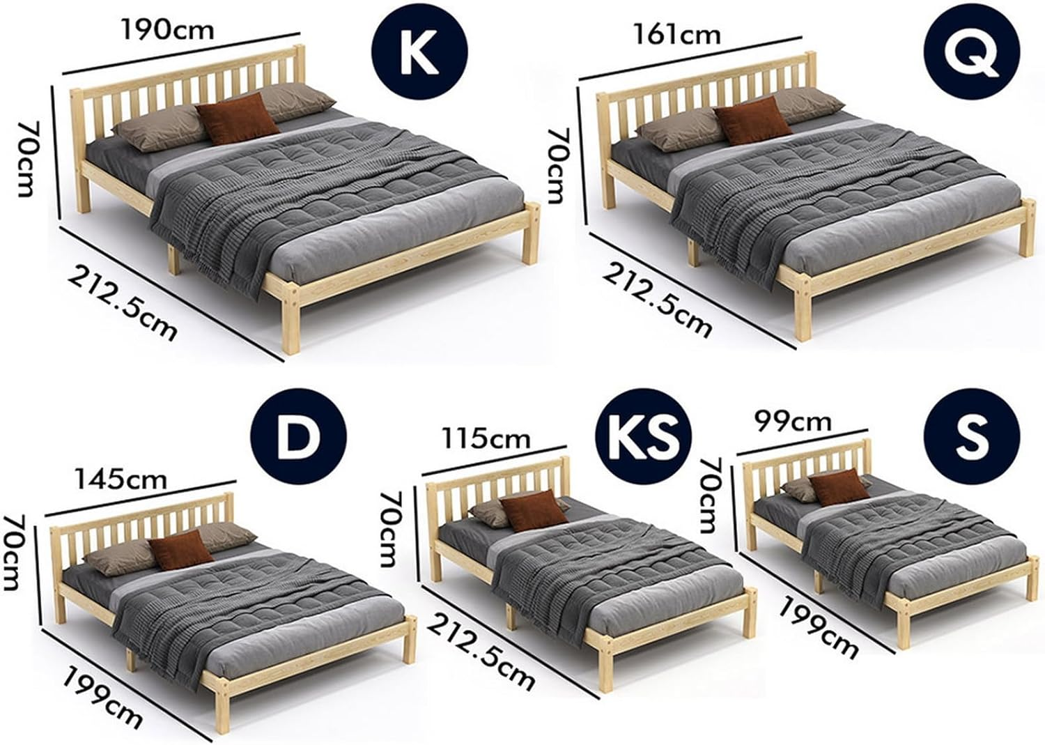 ALFORDSON Queen Bed Frame Wooden Bed Base with Solid Wood Pine Timber Slats, Mattress Base Platform with Storage Space, Oak Bed Foundation with High Headboard, Fenella Series Bedroom Furniture image number 4