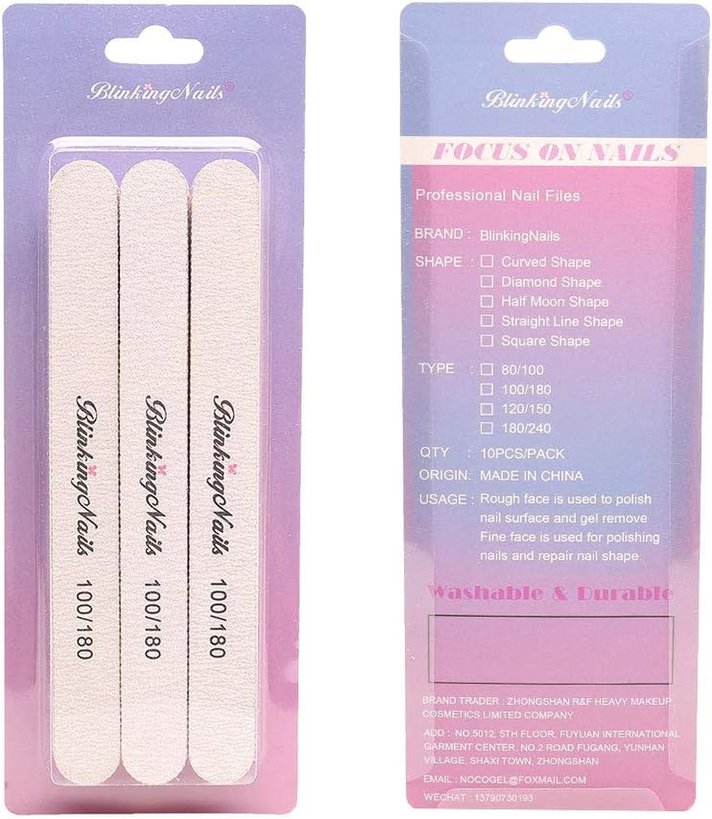 Nail File 80/100/180 Grit Pack of 15Pcs Professional Nail Buffer Block for Acrylic Nails Nail File Block with Double Sides Sanding File Set Disposable Nail File and Buffers Bulk of Nail Art Tools 100/180 15Pcs image number 3