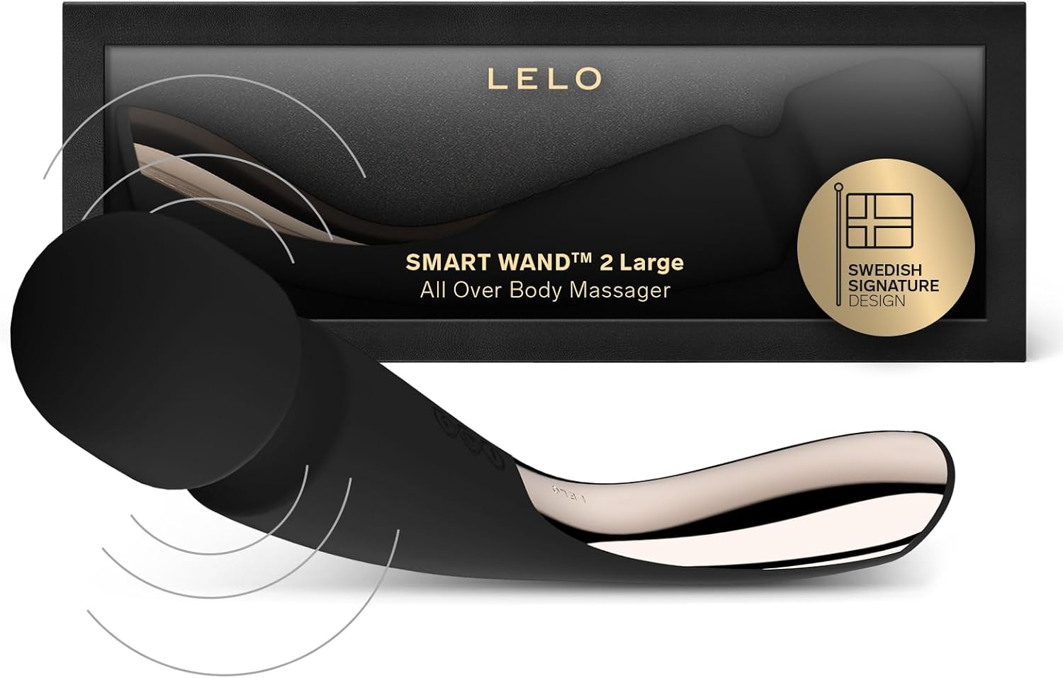 LELO SMART WAND 2 Large All-Over Body Handheld Waterproof Vibrator and Wand Massager, Vibrating Massager for Her and Wand Massagers for Neck and Back with 10 Vibration Patterns, Black