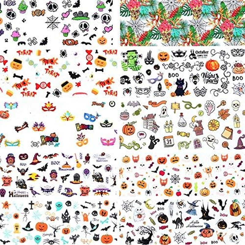 10Pcs Halloween Style Nail Sticker Decal DIY Nail Art Sticker Decoration Supplies 20Cmx4Cm Zhengpingpai image number 1