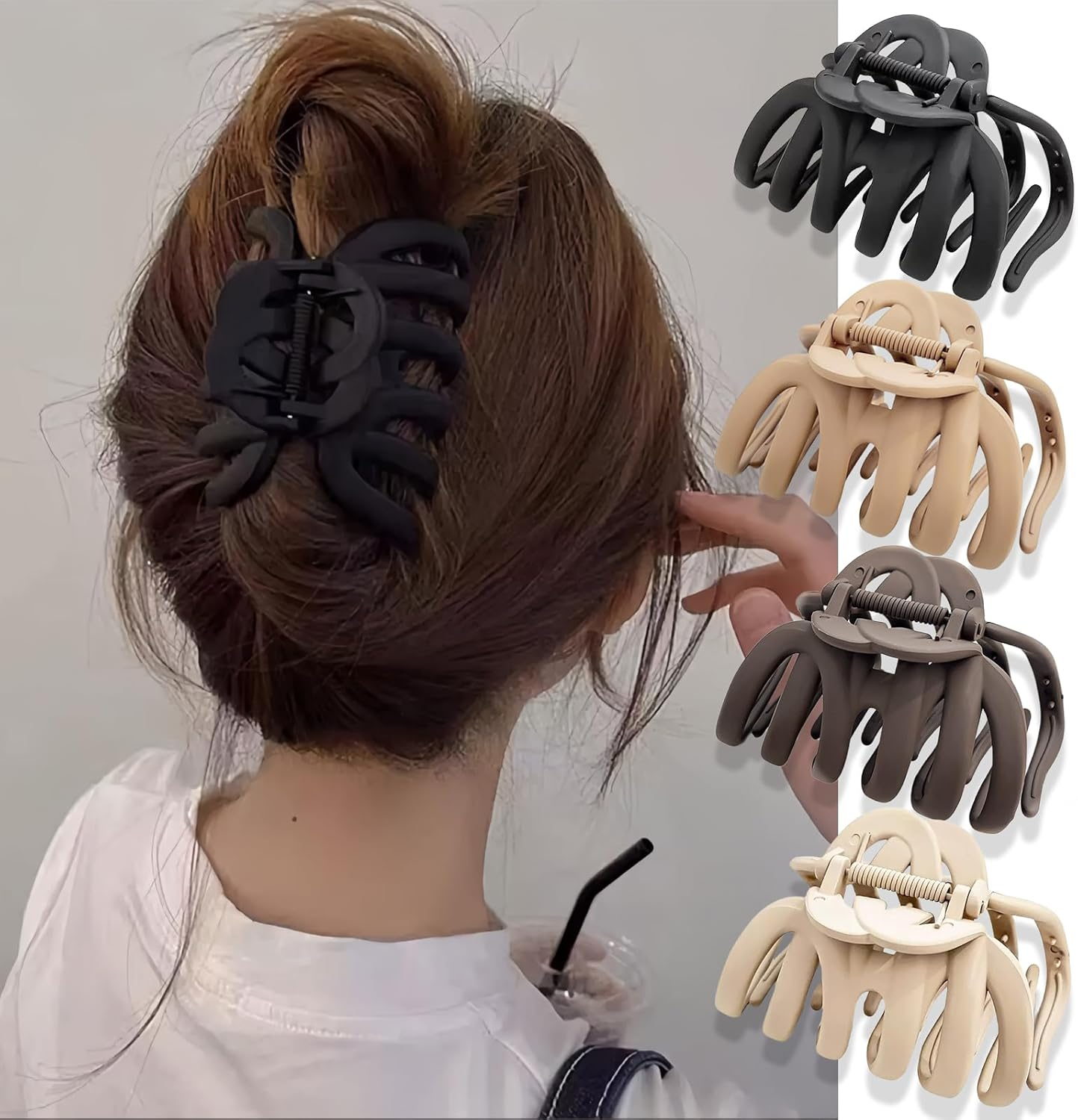 Hair Clip Large Thick Hair 4 Pieces 9.5 Cm Hair Clips Girls Non-Slip Claw Clip Hair Styling Accessories for Women Ladies Hair Clips Set