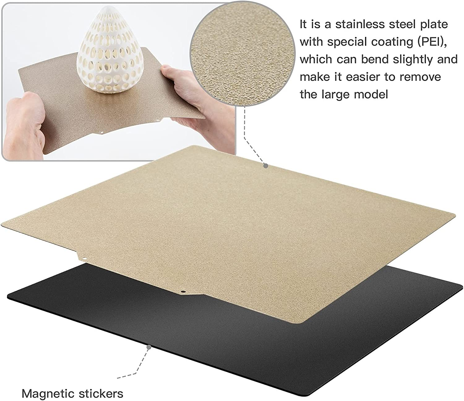 HICTOP 310X320Mm Room Temperature Print Textured PEI Sheet Single Side Print Bed | Fit for CR-10 V2,CR-10 V3,CR-10S Pro,Cr-X, CR-10 Pro V2,Ender 3 Max,Ender 3 Max Neo, Most 310X320Mm 3D Printers image number 3