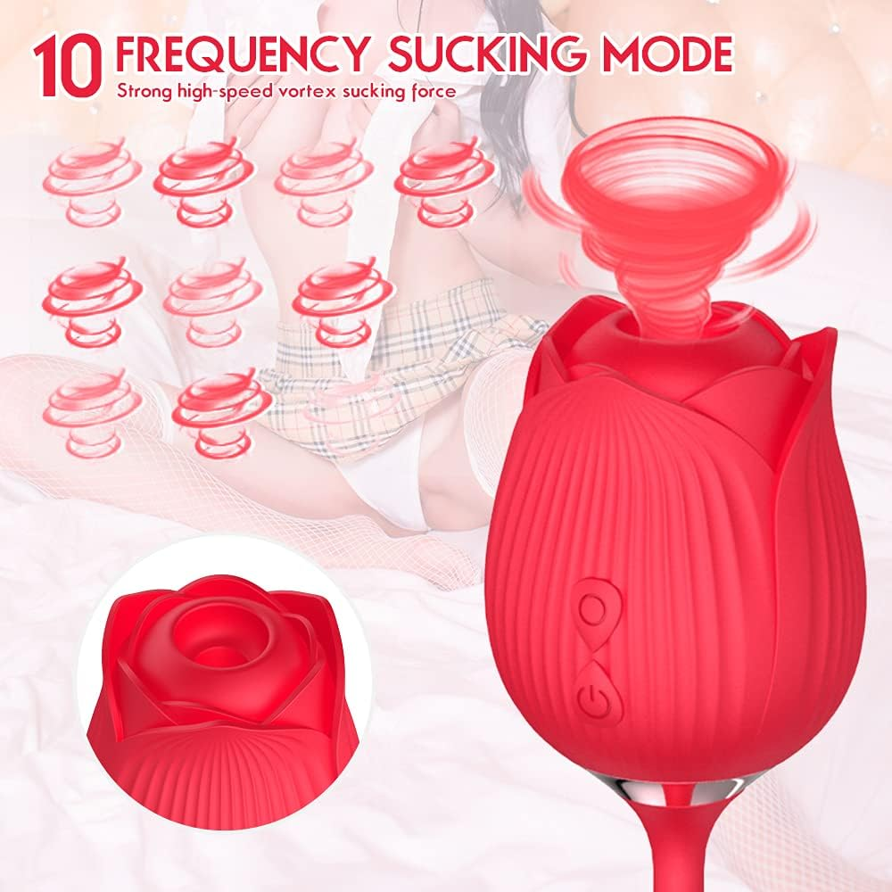 Rose Telescopic Sucking Toy for Women and Magnetic Charging Pot