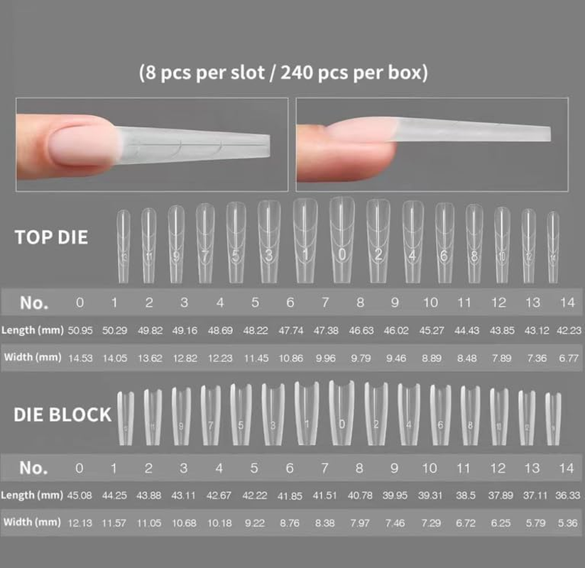 240PCS Sandwich Nail Form, Nail Forms for Gel Nails Extension, Professional Gel Nails Extension Forms Duals-Sided, Reusable Acrylic Molds Quick Building for Diys Art (Oval) - Trapezoidal image number 6