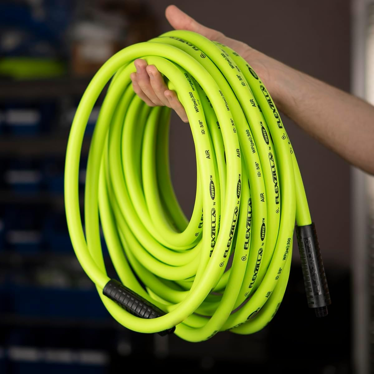 Flexzilla Air Hose, 3/8 In. X 50 Ft., 1/4 In. MNPT Fittings, Heavy Duty, Lightweight, Hybrid, Zillagreen - HFZ3850YW2 image number 2