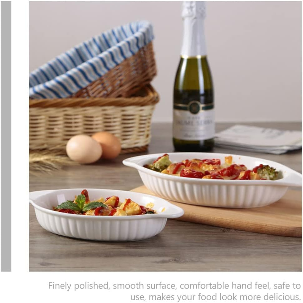 CALLARON Microwave Safe Oven Tray Double Ear Ceramic Baking Pan Baking Dish Gratin Pan Bakeware image number 4