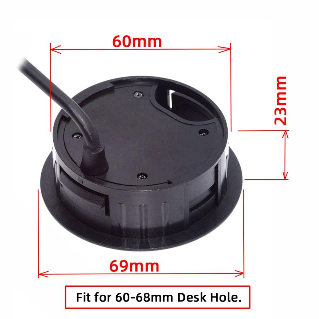 Chenyang USB 3.0 Flush Mount Desktop HUB,2 USB 3.0 Port/1 USB C Port HUB Grommet Hole 2.36"(60Mm) with SD/TF Card Reader Port image number 2