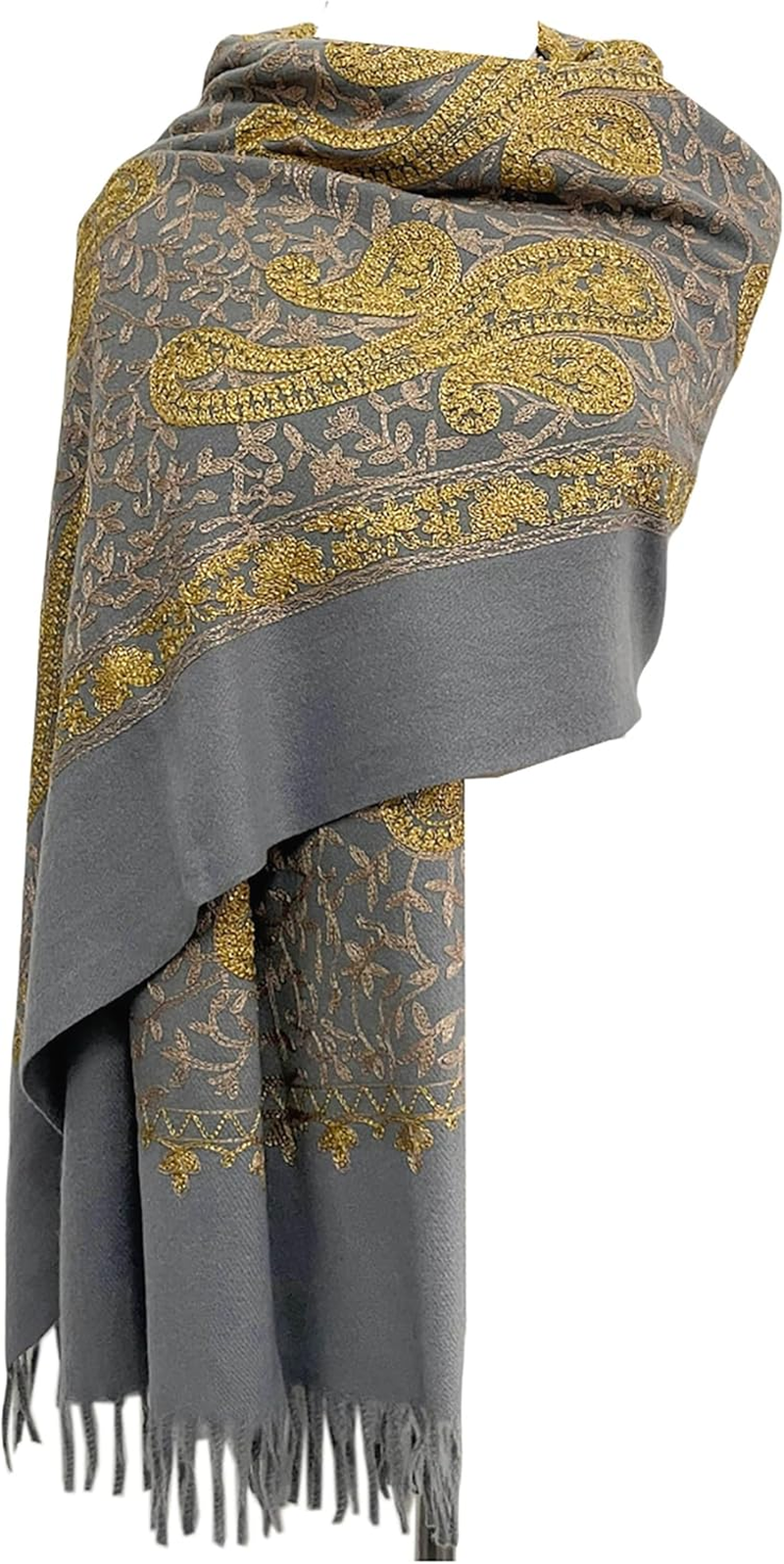 GFM&reg; Embroidered Cashmere Texture Wool Pashmina Shawl - Autumn-Winter - Valentine'S Mother;S Day Christmas (EMBSHL-A)