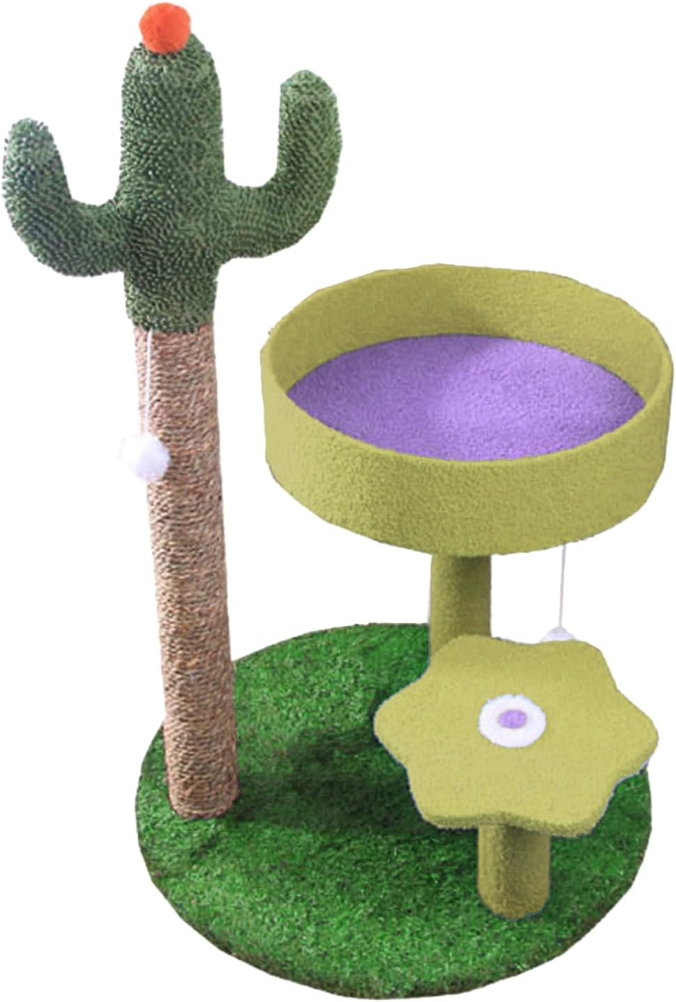 Cactus Cat Tree - Cute Cat Tower with Sisal Scratching Post, Plush Perches, and Play Platforms, Fun Cat Activity Tower for Kittens, Small Cats, 70Cm Tall image number 2