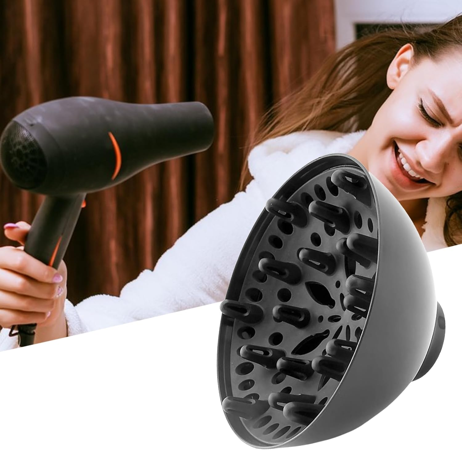 Moreeulsi Diffuser Hair Dryer,Diffuser Attachment - Styling Tools Appliances for Heat Drying Straight Wavy Natural Wave Summer Travel Vacation Day Night Spa Morning