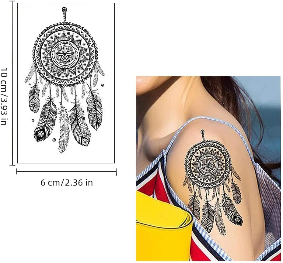 6 Sheets 3D Small Black Temporary Tattoos &ndash; Waterproof Fake Tattoo Stickers for Women, Men | Realistic Tiny Temporary Tattoos Stickers, Flower, Star, Birds Designs for Arms, Neck & Face image number 2