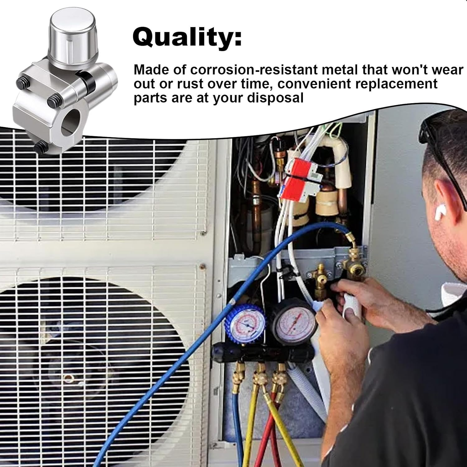 Bullet Piercing Valve for Refrigerator, HVAC Piercing Valve Kits, Piercing Tap Valve Replace, Refrigerator Parts for 1/4, 5/16, 3/8 Inch Refrigerator Tubing image number 4