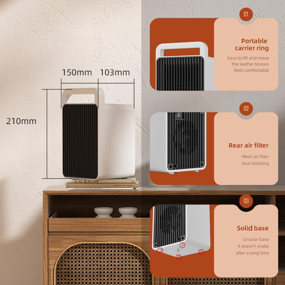 Space Heater,Ptc Ceramic Electric Desktop Heater High Output Fan for Home Bedroom Office Desk Indoor Use image number 1