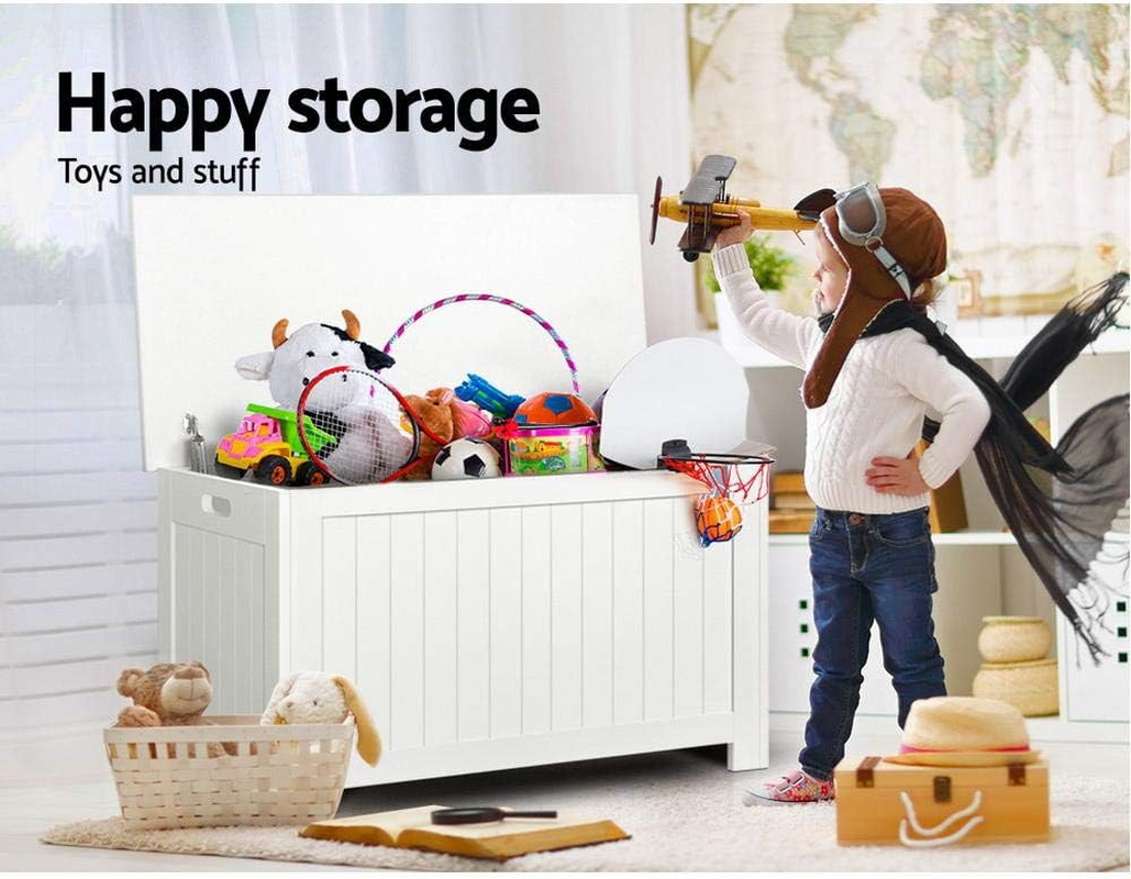 Keezi Kids Toy Box, Children Toys Storage Container Clothes Cabinet Chest Activity Centre Furniture Multifunctional Play Living Room Bedroom Decor, MDF Bench White image number 6
