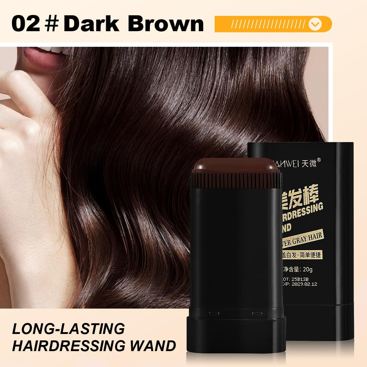 Hair Color Stick Comb Hair Dye Pen Instant Portable Hair Dye Comb Root Hair Mascara for Gray Hair Coverage, 2 in 1 Temporary Hair Touch up Dye for Women & Men Blonde Roots Quick Fix (Dark Brown) - Black image number 5
