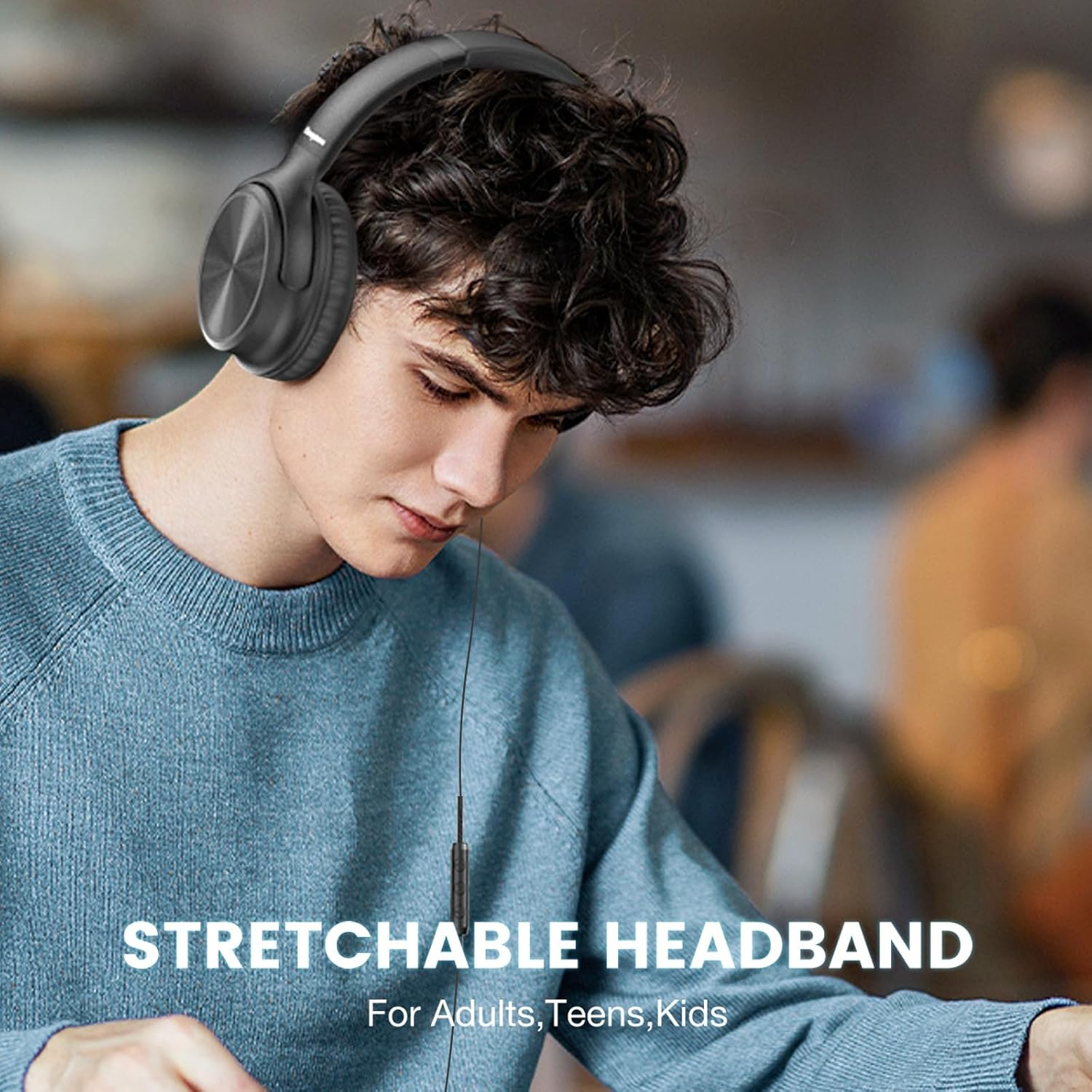 Cowyawn USB C Headphones Wired, over Ear Headphones with Microphone, Volume Control, HD Stereo Sound, Foldable Lightweight Headphones for Adult/Teens/Chromebooks/Laptop/Computer/Tablets/Travel (Black) - Silver image number 4