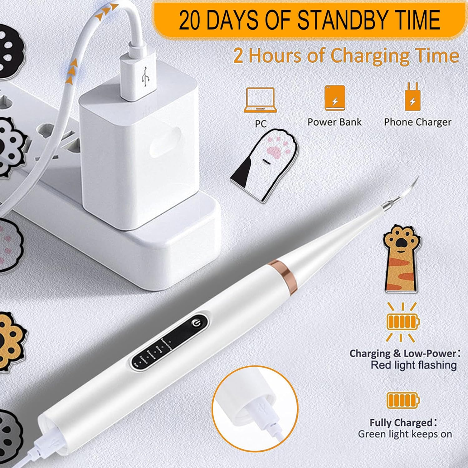 Dental Care Cleaner Kit for Dogs Cats,Cat Dog Electric Tooth Brush Teeth Cleaning,Plaque Remover Reduces Plaque & Tartar Buildup,Ultrasonic Plaque Off,Gentle and Comfortable for Pet Teeth Oral Care image number 4