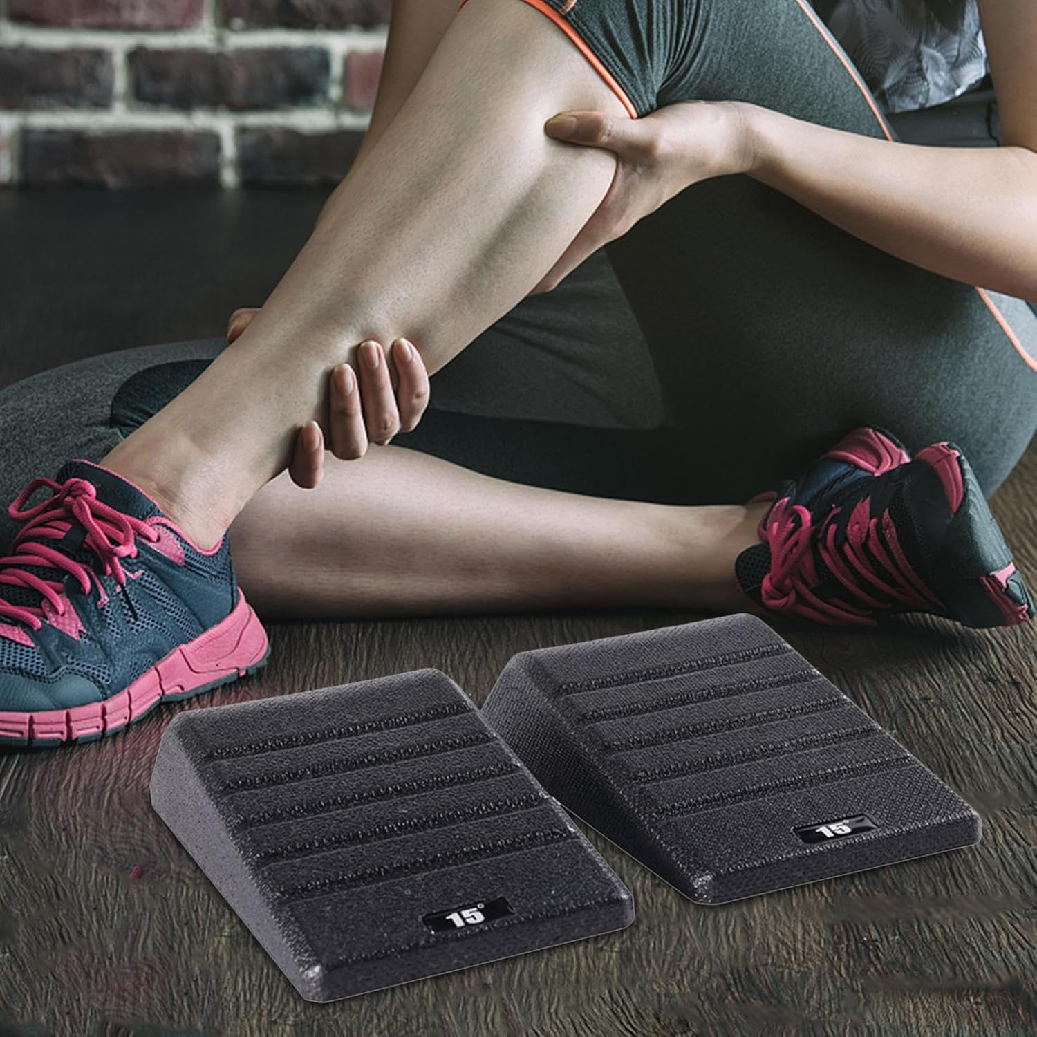Exercise Wedges for Squats,2-Piece Heel Elevated Squat Exercise Wedge | Ergonomic Stretcher Ramp Home Gym Accessories for Fitness Athlete Weightlifting Practice Yoga Studio Runner image number 3