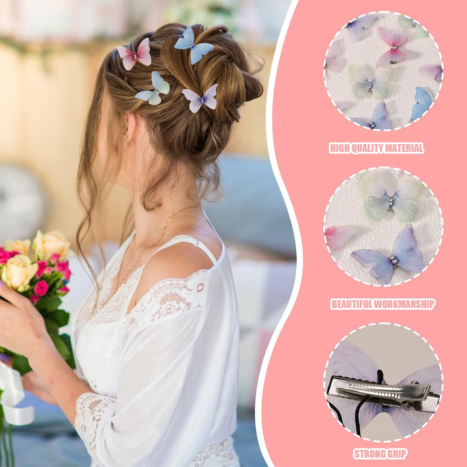 Butterfly Hair Clips,20Pcs Mixed Color 3D Double Layer Butterfly Hair Barrettes,Butterfly Hair Accessories for Girls Teens Women Christmas Birthday Gift image number 3