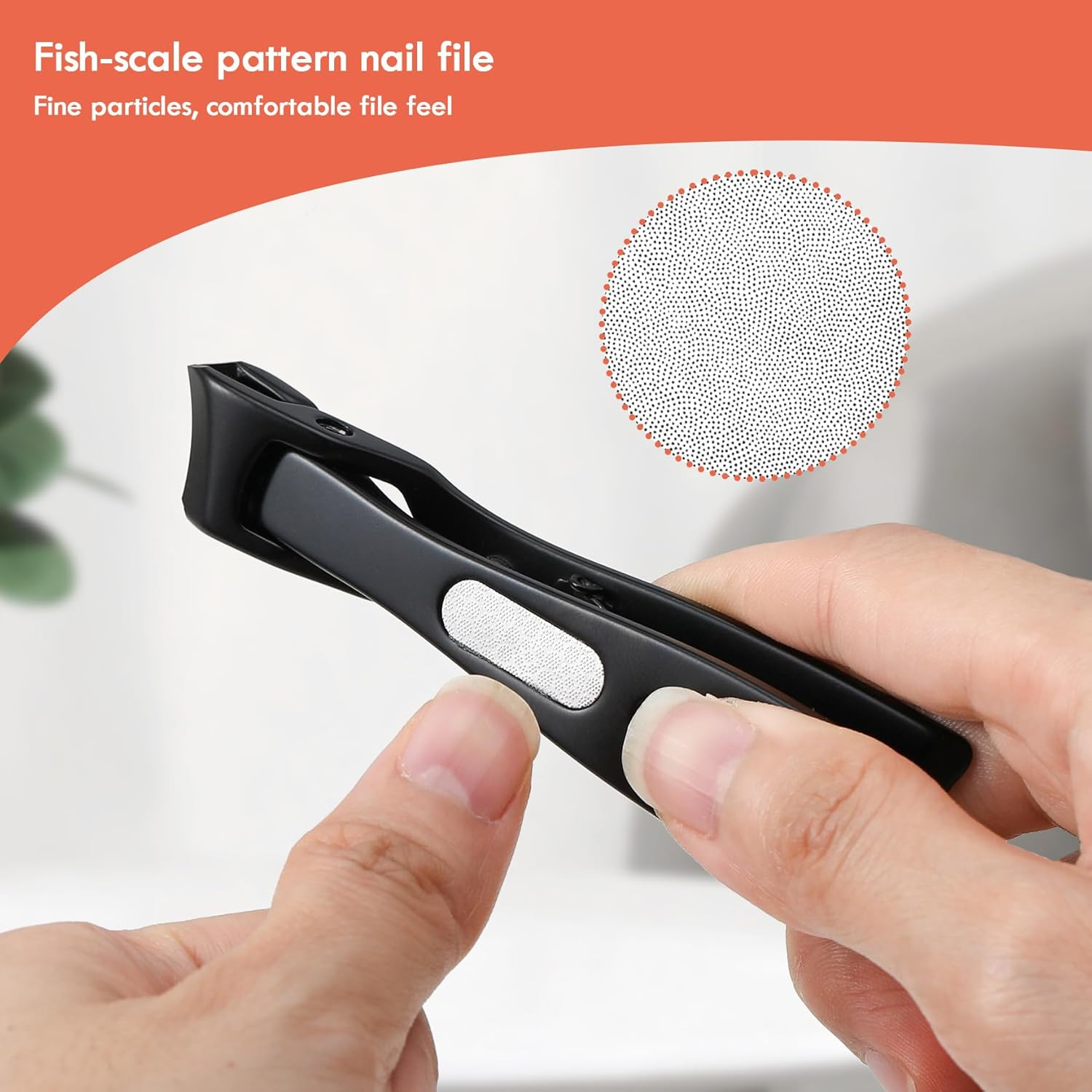 BEZOX Thick Nail Clipper with Slant Curved Blade - Seniors Toenail Clippers for Thick and Ingrown Nails, Fingernail Clippers with Built-In Nail File and Storage Pouch - Matte Black image number 2