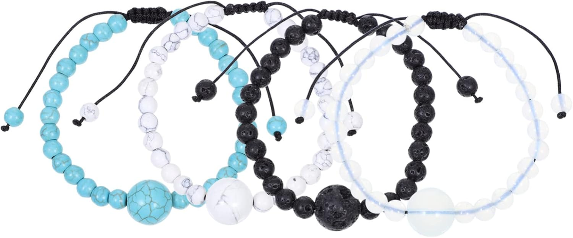 Operitacx Braided Bracelets 4Pcs Motion Sickness Bracelets anti Nausea Volcanic Wristband Motion Nausea Bands for Car Sickness Seasickness Moonstone Bracelet image number 2