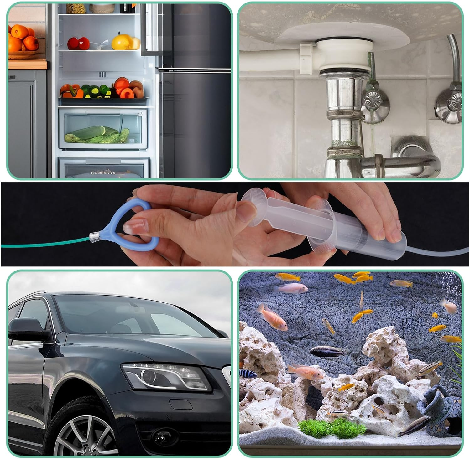 10 Pcs Car Sunroof Drain Cleaning Tool, 2 118In Flexible Long Pipe Cleaners with 4 Cleaning Brush 2 Syringe & Syringe Hose Heart Shaped Handle Soft Drain Brush for Auto Sunroof Wiper Hole image number 6