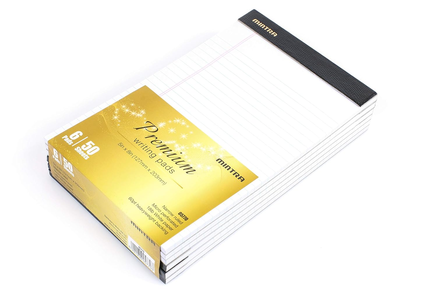 Mintra Office Legal Pads - ((Premium White 6Pk, 5In X 8In, Narrow Ruled)) - 50 Sheets per Notepad, Micro Perforated Writing Pad, Notebook Paper for School, College, Office, Professional image number 6