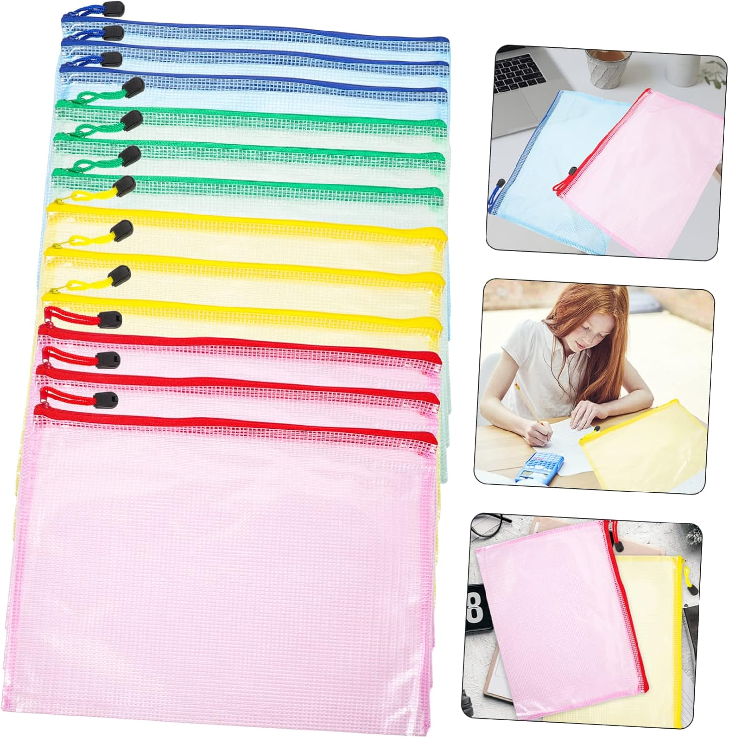 ARTIBETTER 12Pcs File Bags Stationery Pouches Zipper for Office Documents and Receipts Organizer image number 1