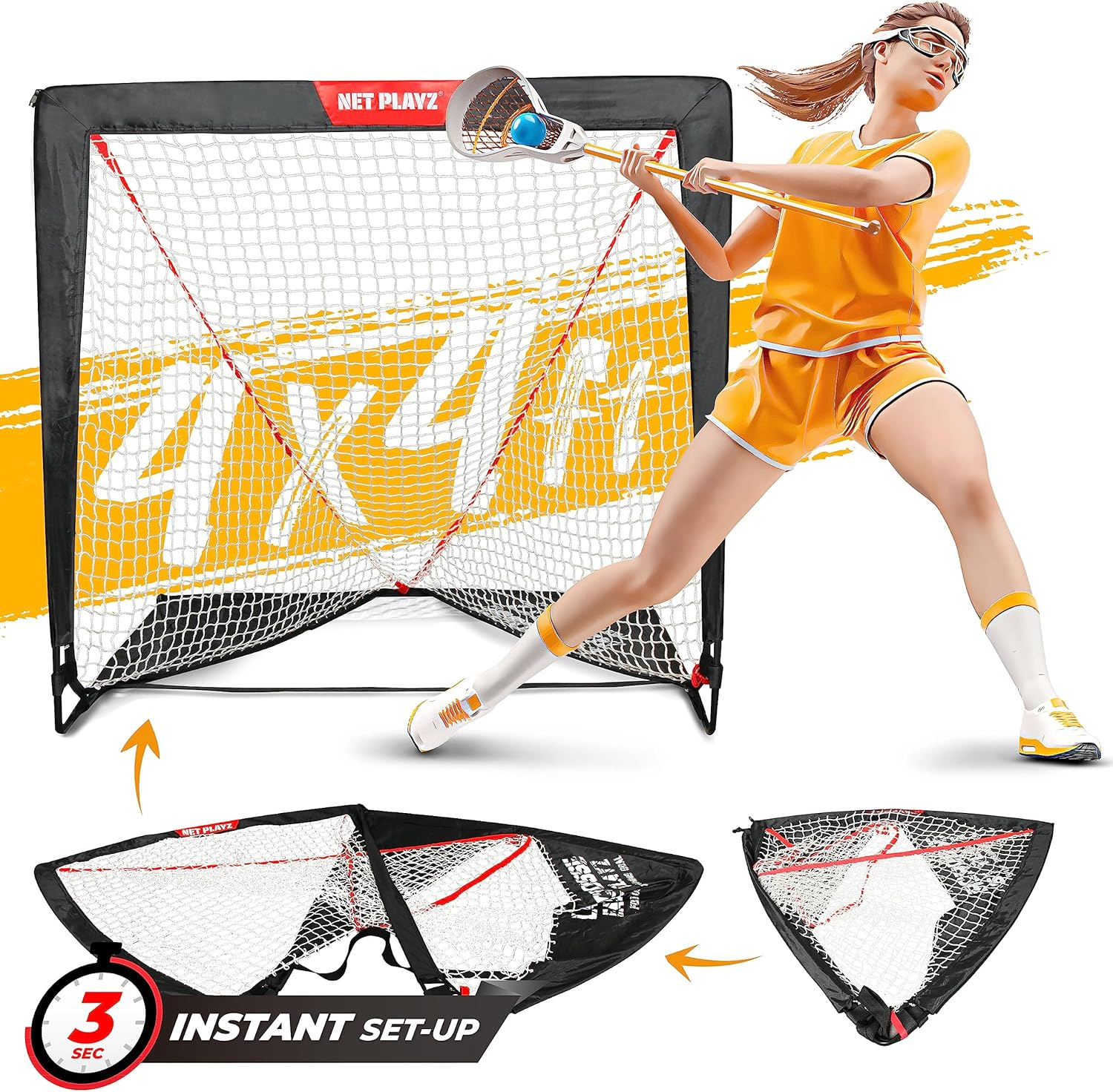 NET PLAYZ 4 X 4 X 4 Feet Lacrosse Goal Fast Install image number 1