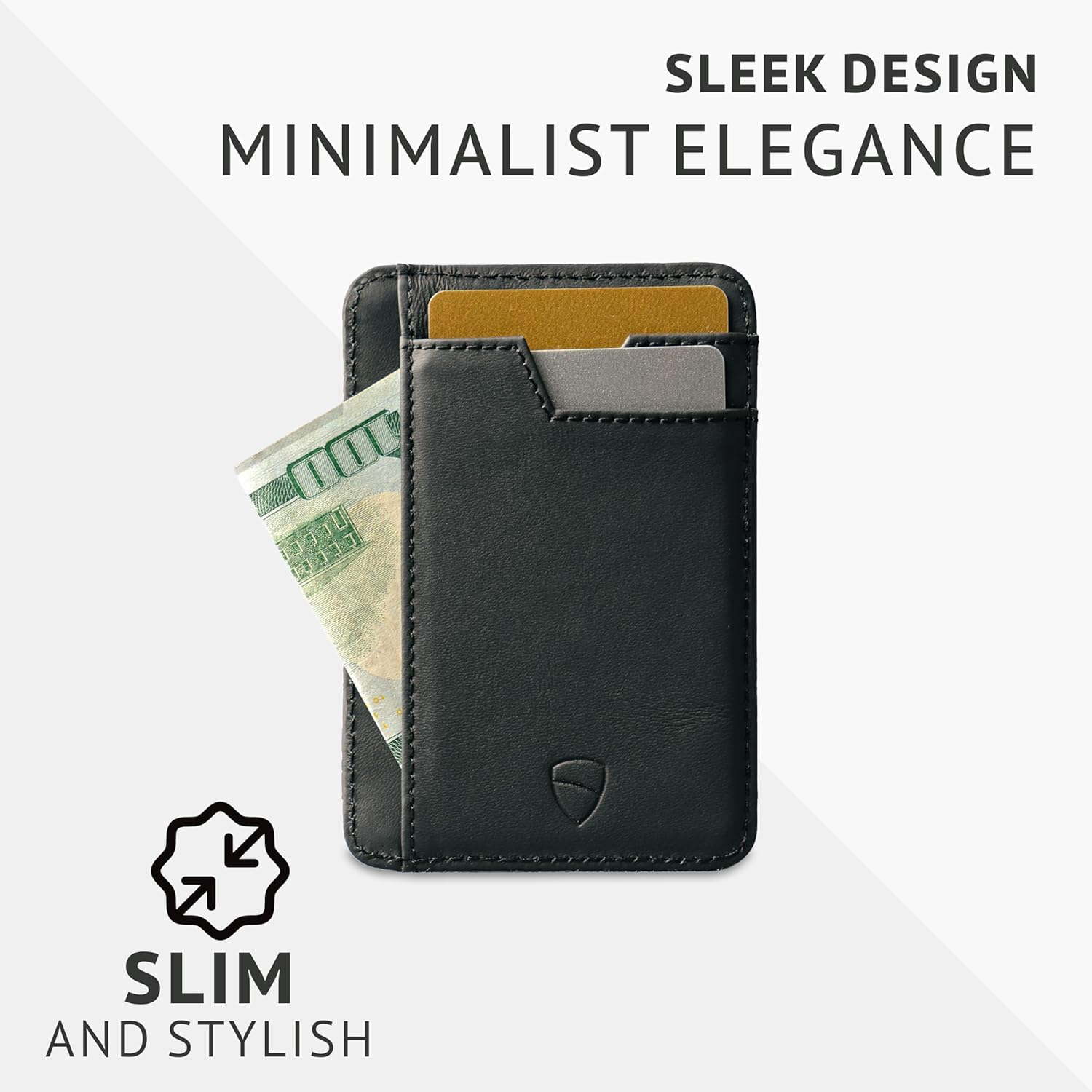 Vaultskin Brixton Slim Card Holder with ID Window - Minimalist Front Pocket Leather Wallet with RFID Protection for Men and Women (Jet Black) - Chestnut Brown image number 3